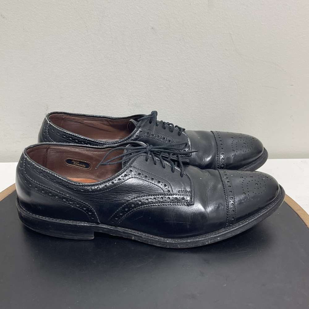 Allen Edmonds Sanford Black Leather Cap Toe Brogue Derby Shoes‎ Mens 9 AA 5207